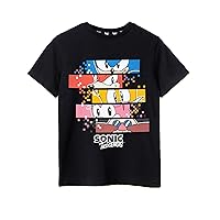 Sonic The Hedgehog Black Boys T-Shirt | Pixels Character Print Design | Authentic Sonic Merchandise for Gaming Enthusiasts