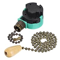 sourcing map Pull Chain Switch 3 Speed 4 Wires Replacement Part ZE-268S6 with Extension Chain for Ceiling Fan Lamp Light Green Bronze