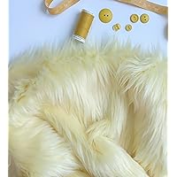 Faux Fur Fabric Pieces | US Based Seller | Shaggy Squares | Craft, Sewing, Costumes (Banana Yellow, 12x12 inches)