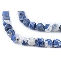 TheBeadChest Matte Round Sodalite Beads (8mm): Organic Gemstone Round Spherical Energy Stone Healing Power Crystal for Jewelry Bracelet Mala Necklace Making