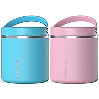 Hydrapeak 25oz Food Thermos 2 Pack - Insulated Soup Thermos Keeps Hot for 10 Hours, Cold for 16 Hours, Leak-Proof Thermos Food Containers for Hot Food - Perfect for Everyone, (Belize-CottonPink)