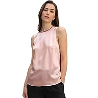 LilySilk Womens Pure Silk Blouse Contrasting Color Ladies 22MM Silk Tank Top Classic Loose Cut Shirt for Business Work