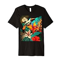 Tropical Flowers Bird Of Paradise Hawaiian Flowers Premium T-Shirt