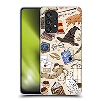 Head Case Designs Officially Licensed Harry Potter Hogwarts Pattern Deathly Hallows XXXVII Soft Gel Case Compatible with Samsung Galaxy A53 5G (2022)
