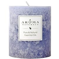 Aroma Naturals Lavender Essential Oil Blue Scented Pillar Candle, Tranquility, 3 inch x 3.5 inch