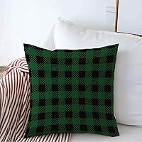 Decorative Throw Pillow Cover Lunch Buffalo Plaid Pattern Shirt Menu Rustic Lumberjack Design Checkered Abstract Textures Square Pillow Cover Linen Pillow Case for Couch Bed Car Sofa 16x16 Inch