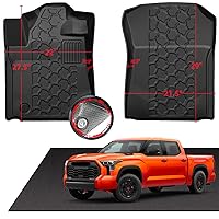 Anti-Slip 3D Truck Floor Mats (Front Only) Custom Fit 2014-2021 Toyota Tundra | All-Weather Car Floor Liners | Automotive Carpet for Winter, Ski, Hunting, Camping
