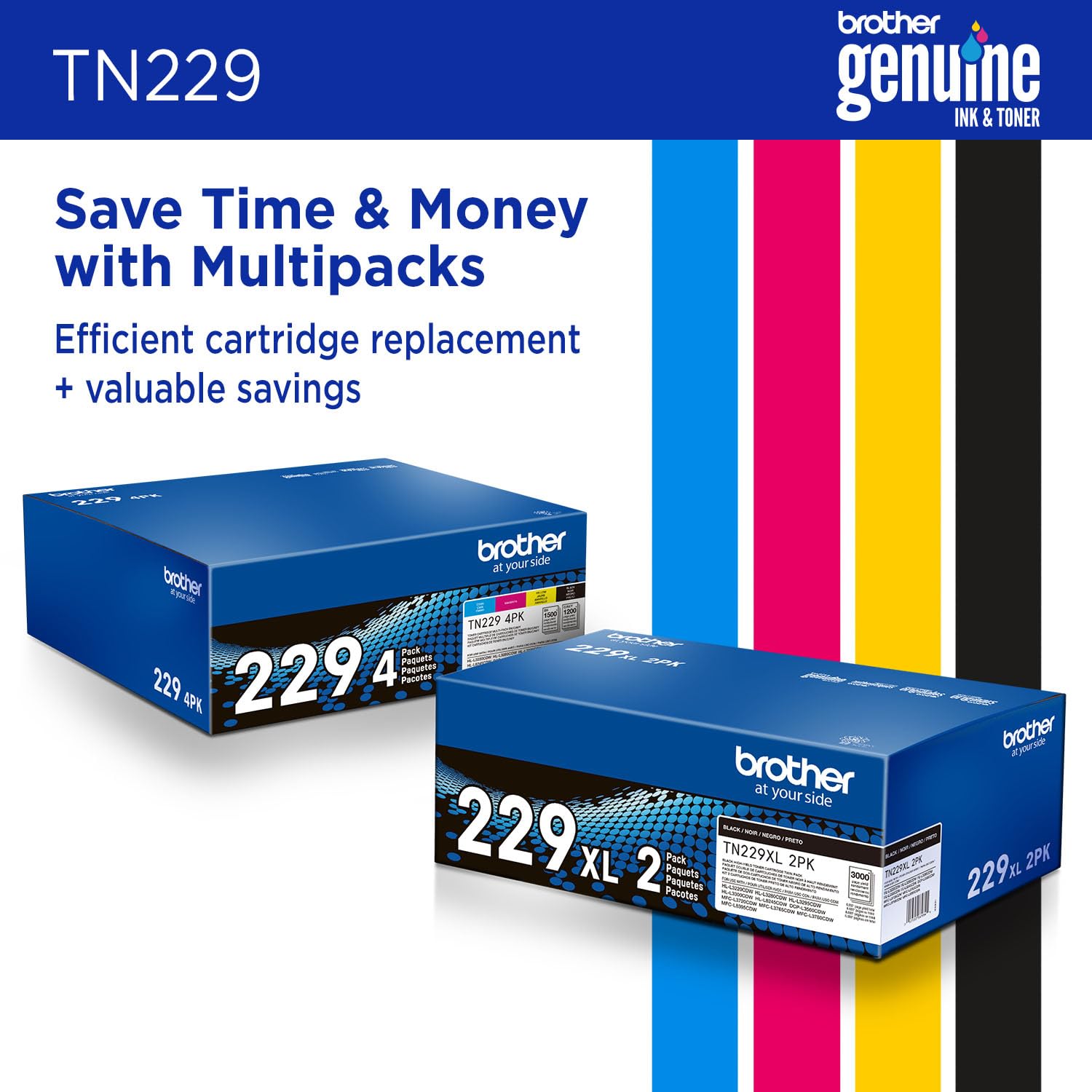 Brother Genuine TN229Y Yellow Standard Yield Printer Toner Cartridge - Print up to 1,200 Pages(1)