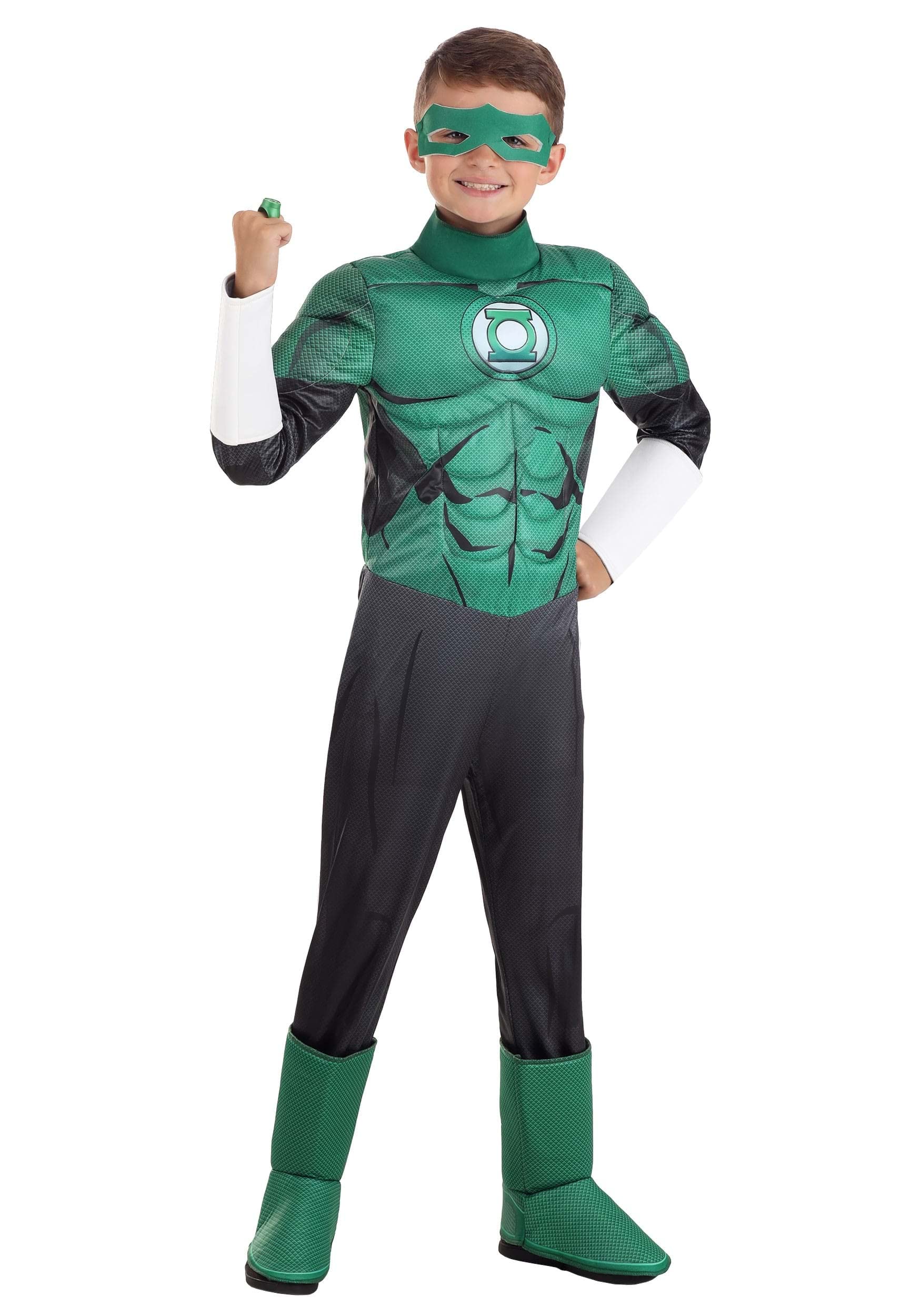 Deluxe Green Lantern Costume for Kids, Green Superhero Suit, Mask & Accessories for Hero & Villain Cosplay Party