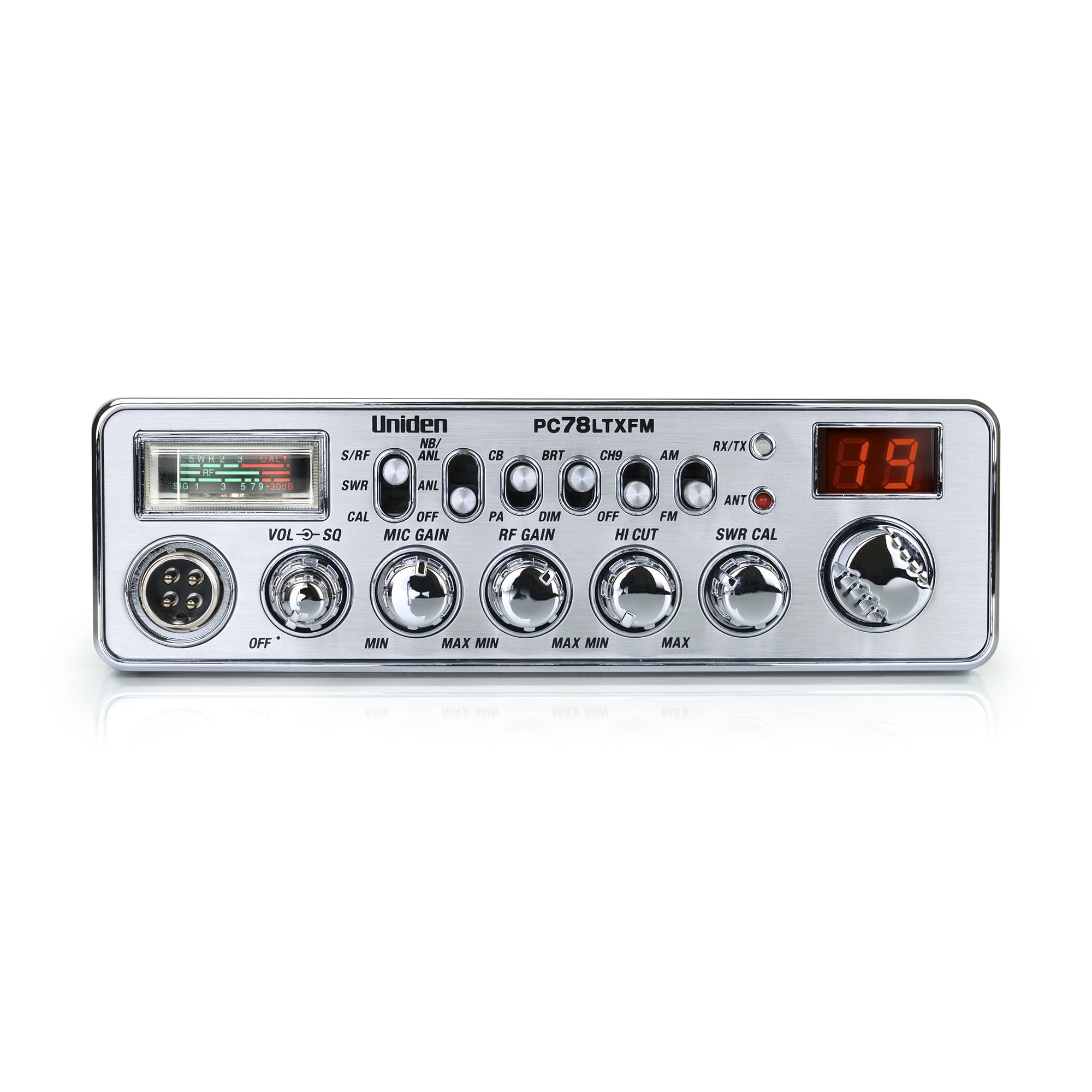 Uniden PC78LTXFM Professional 40-Channel CB Radio with Dual-Mode AM/FM, Integrated SWR Meter, PA/CB Function, Hi Cut, RF/Mic Gain Control, and Instant Channel 9