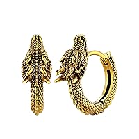 Stainless Steel Dragon Hoop Earrings for Men Women Retro Animals Circle Earrings Gothic Punk Biker Jewelry Gifts