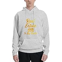 Mens Athletic Hoodie Real-Estate-Is-Hustle Gym Long Sleeve Hooded Sweatshirt Pullover With Pocket