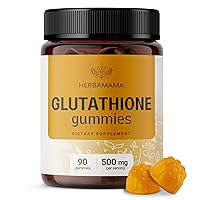 HERBAMAMA Reduced Glutathione Gummies -Antioxidant Supplement Support for Skincare & Liver Cleansing Gummy - Non-GMO, Gluten-Free 500mg - Banana Flavor 90 Chews Per Bottle