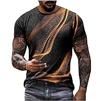Men's Short Sleeve Crewneck 3D Printed T-Shirt Casual Fashion Lightweight Tee Tops Slim Fit Workout Muscle Shirts
