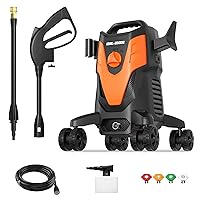 (New Model) Rock&Rocker Powerful Electric Pressure Washer, 1950PSI Max 1.58 GPM Power Washer with Hose Hook, 4 Quick Connect Nozzles, Soap Tank, IPX5 Car Wash Machine for Home/Car/Driveway/Patio Clean
