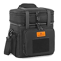 Expandable Large Tactical Lunch Box for Adults, Durable Insulated Lunch Bag with Shoulder Strap, Soft Cooler Bag for Men Work Outdoor Picnic Trips, 20 Can/16 L, Black, HSHRISH