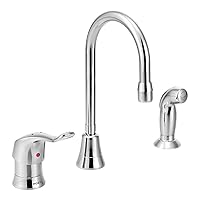 Moen 8138 Commercial M-Dura Single Handle Multi-Purpose Faucet with Side spray 2.2 gpm, Chrome, 0.375