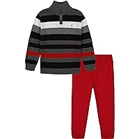 Nautica Boys' 2-Piece Quarter Zip Pullover Sweater and Pants Set