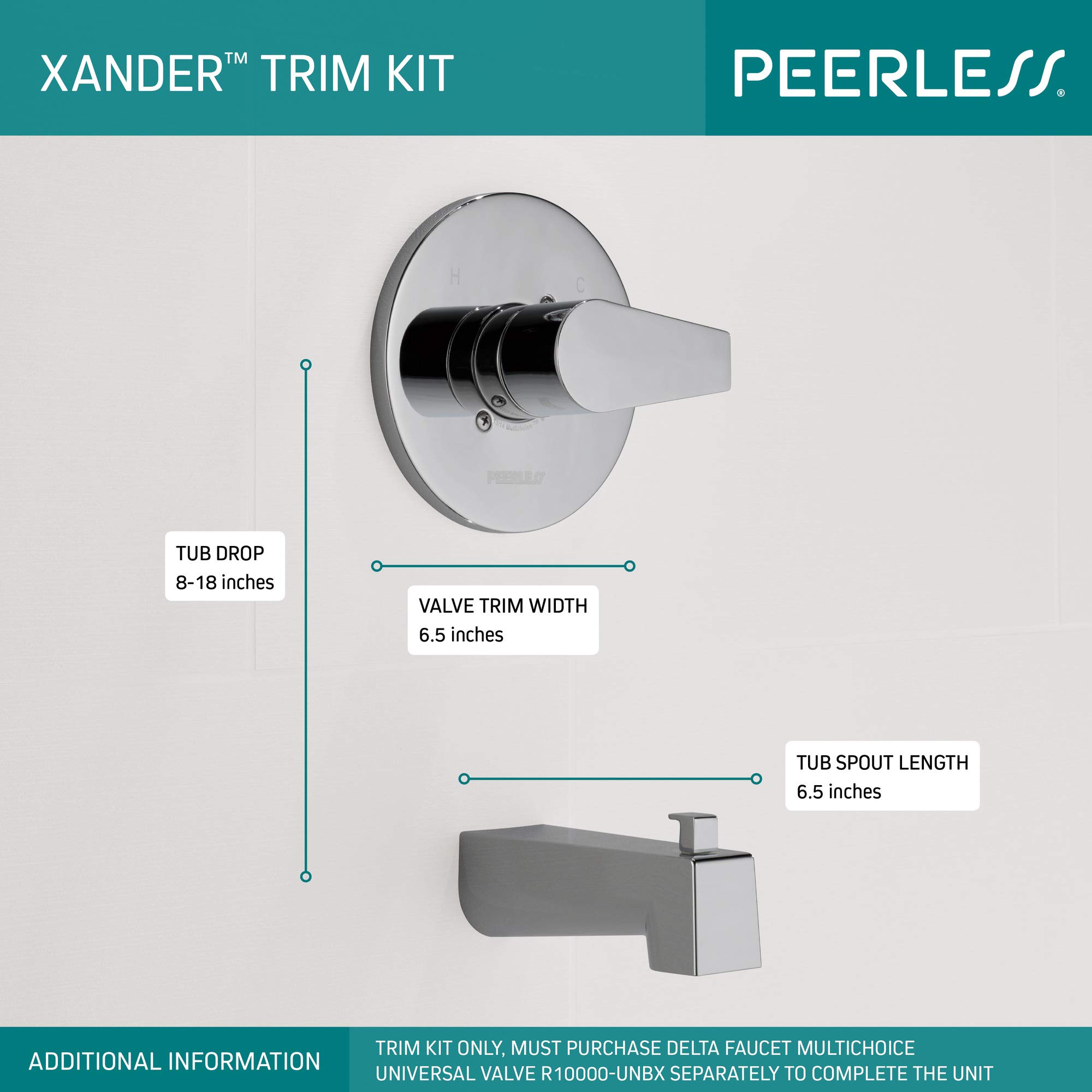Peerless PTT14119-BL Xander Trim Kit Tub Only, Matte Black