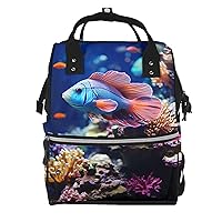 Coral Reef Fish Aquarium Print Diaper Bag Multifunction Laptop Backpack Travel Daypacks Large Nappy Bag