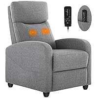 Sweetcrispy Adults Massage Fabric Small Sofa Home Theater Lumbar Support, Adjustable Modern Reclining Chair with Padded Seat Backrest for Living Room (Light Grey)