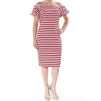 Ralph Lauren Womens Striped Shirt Dress, Red, Small