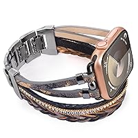 LETOID Designed for Apple Watch Band 38mm 40mm 41mm 42mm 44mm 45mm 49mm, Posh Multilayer Wrap Bling Leather Strap for iwatch Series SE Ultra 9 8 7 6 5 4 3 2 1, Bracelets Jewelry Wristband for Women