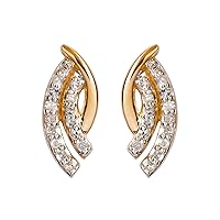 10k Gold Curved 1/6ct Diamond Bypass Earrings