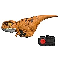Mattel Jurassic World Dominion Uncaged Rowdy Roars Atrociraptor 'Tiger' Dinosaur Action Figure, Toy Gift with Interactive Motion and Sound Touch Response