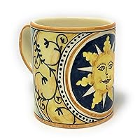 Italian Ceramic Art Pottery Mug Cup Decorated Sun Hand Painted Made in ITALY Tuscan