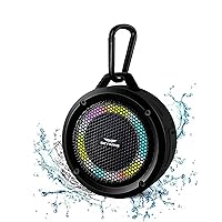 Bluetooth Shower Speaker, Soundace S6 IPX7 Waterproof Portable Speaker with Suction Cup Hook Lanyard TWS RGB Lights,Wireless Mini Speaker for Bike,Boating,Hiking Outdoor(Black)