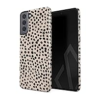 BURGA Phone Case Compatible with Samsung Galaxy S21 - Hybrid 2-Layer Hard Shell + Silicone Protective Case -Black Polka Dots Pattern Nude Almond Latte - Scratch-Resistant Shockproof Cover