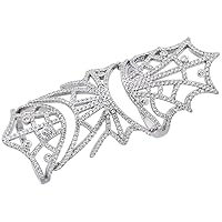 Sterling Silver Cubic Zirconia Armor Ring Micro Pave Tiara 2 1/8 inches Long, Sizes 6-9