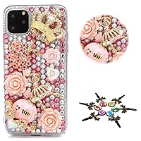 STENES Sparkle Phone Case Compatible with iPhone 12 Pro Max Case - Stylish - 3D Handmade Bling Ballet Girl Pumpkin Car Crown Flowers Rhinestone Crystal Diamond Design Cover Case - Pink