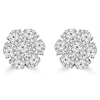 1.80 ct Round Cut Diamond Cluster Earrings in Push Back