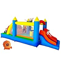 HuaKastro 16.3x7FT Kids Inflatable Bounce House with Dual Racing Slides, Crawl Tunnels, Climbing, Obstacles, Jumping All in One Castle Great for Children's Outdoor Party - with Blower