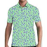 Mens Golf Shirt Moisture 3D Print Wicking Quick-Dry Performance Polo Shirts for Men