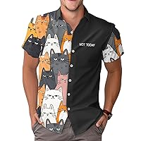 Funny Cat Hawaiian Shirt, Cute Kitten Short Sleeve Button Down Shirt, Gifts for Summer, Birthday Gifts