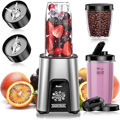VEWIOR 900W Blender for Shakes and Smoothies, Personal Blenders for Kitchen  with 6 Fins Blender Blade, Smoothie Blender with 2 * 22 oz To-Go Cups BPA