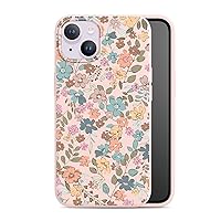 for iPhone 14 and iPhone 13 Case Silicone Chalk Pink with Design 6.1 Inch, Protective Slim Soft Cover for Women and Girls (Secret Garden)
