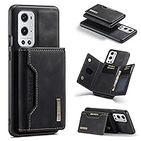2-in-1 Wallet-Style Retro Style Phone case with Magnetic Stand Function for OnePlus 9RT N200 N20 N2 9R Ace 10R 9 10 Pro 5G 4G Back Cover Drop-Proof Protective Shell(Black,OnePlus Nord N200)
