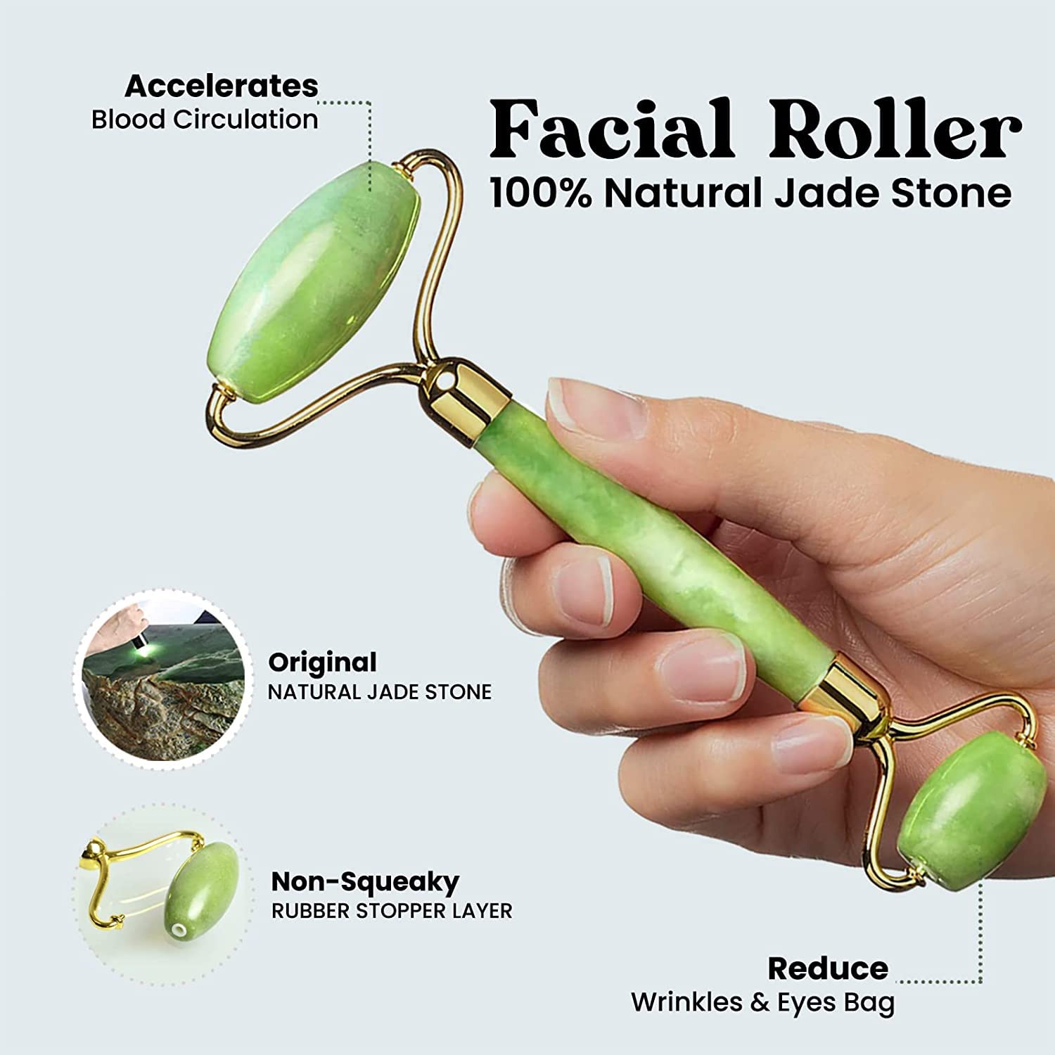 ROSELYNBOUTIQUE Jade Face Roller Gua Sha Facial Tools - Face Massager Guasha Skin Care Tool for Men Women (Green w Jade Roller)