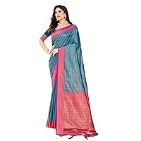Traditional Indian Women Banarasi Silk With Beautiful Work Saree & Blouse Muslim Sari 5613