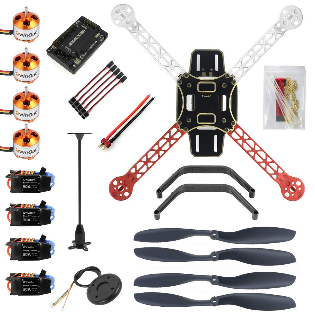 QWinOut 330mm DIY RC Drone Kit F330 Frame RC Quadcopter 4-Axle UFO Unassembly Kit 6M GPS APM2.8 Flight Control for Beginners (No Battery and Remote Controller)