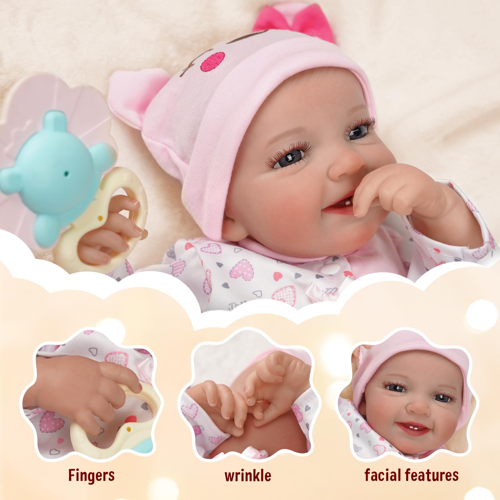 BABESIDE Lifelike Reborn Baby Dolls - 20-Inch Lovely Awake Realistic-Newborn Baby Dolls Soft Cloth Body Real Life Baby Dolls Girl with Feeding Kids for Kids Playing Birthday Gifts & Collection