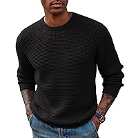PJ PAUL JONES Mens Crewneck Pullover Sweater Waffle Textured Long Sleeve Knitted Sweaters