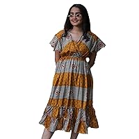 Assorted Vintage Pure Silk Summer Dress from Jodhpur - Pure Silk