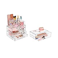 Sorbus Makeup Organizer Bundle - Includes 1 Extra Large Makeup Tower and 1 Makeup Organizer with 1 Pull-Out Drawer
