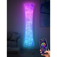 Torchlet RGB Led Smart Lamp Alexa APP Control, Color Changing Modern Floor Standing Lamp with DIY Mode, Music Sync and White Fabric Shade for Living Room Bedroom Game Room