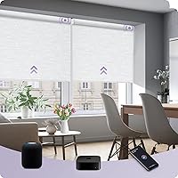 Graywind HomeKit Smart Blackout Shades Eve Powered Siri Voice Control Home App Rechargeable Motorized Blinds with Valance Custom Size (Jacquard White)